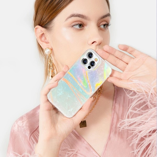 Husa Protectie Kingxbar Shell Lux SI Eleganta Iphone 13 Pro Perla Albastra - 2 | YEO
